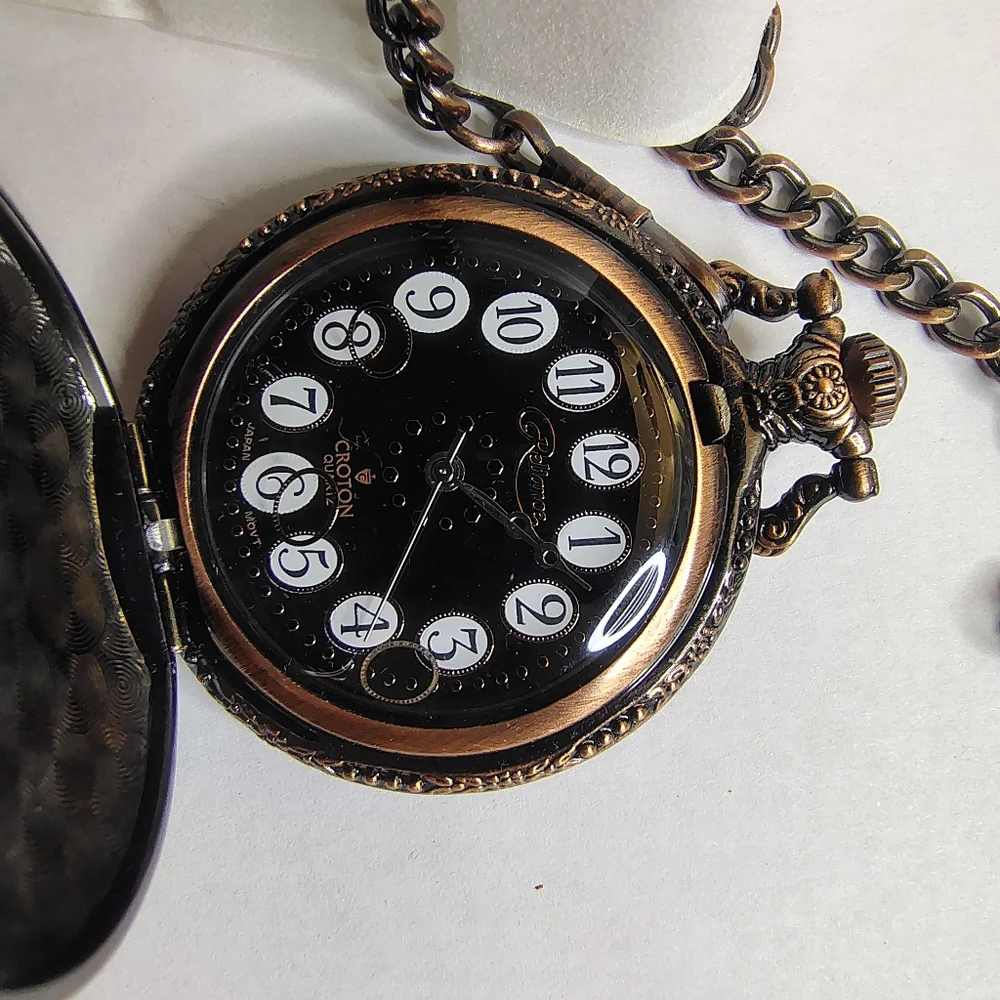 Reliance Croton Pocket Watch – Quartz Movement – 23kt Gold Layered – NIB